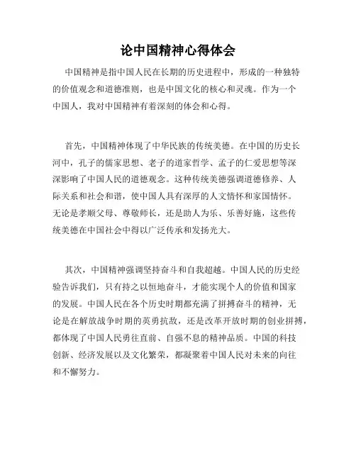 论中国精神心得体会