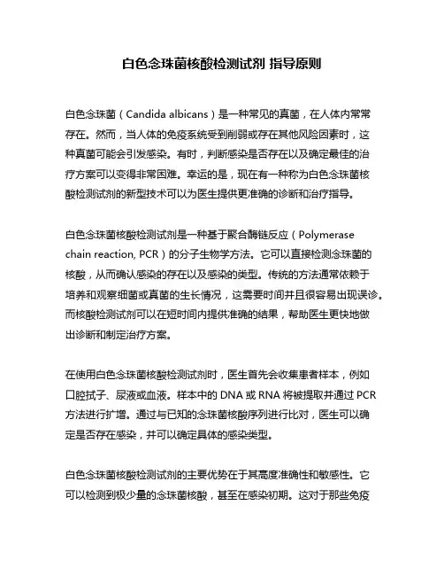 白色念珠菌核酸检测试剂 指导原则