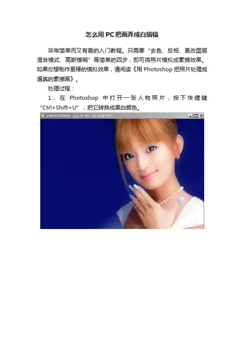 怎么用PC把画弄成白描稿