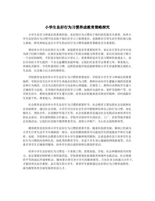 小学生良好行为习惯养成教育策略探究