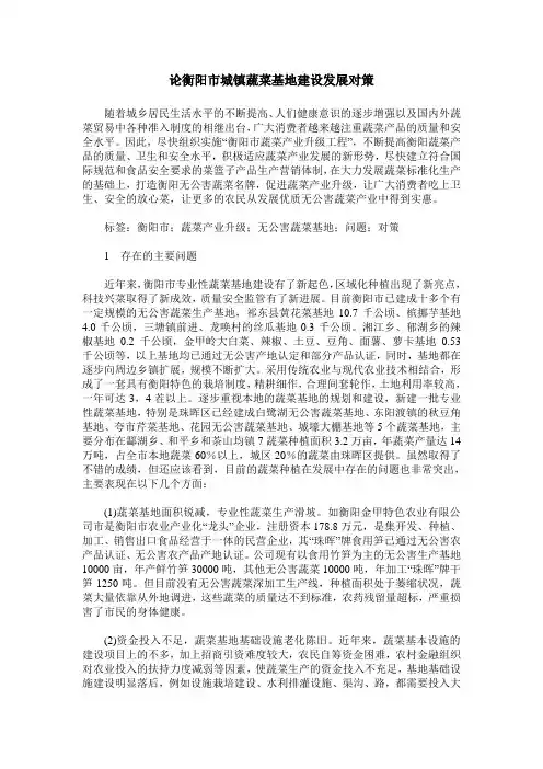论衡阳市城镇蔬菜基地建设发展对策