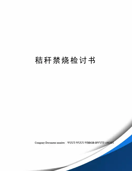 秸秆禁烧检讨书