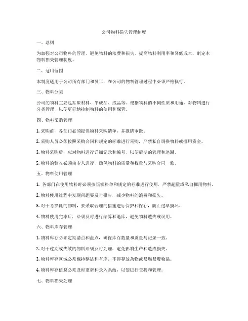 公司物料损失管理制度