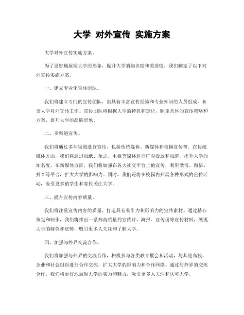 大学 对外宣传 实施方案
