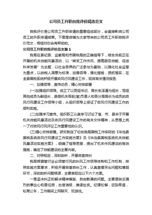 公司员工升职自我评价精选范文