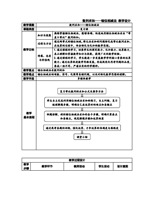 数列求和——错位相减法 教学设计 2023届高三数学二轮复习
