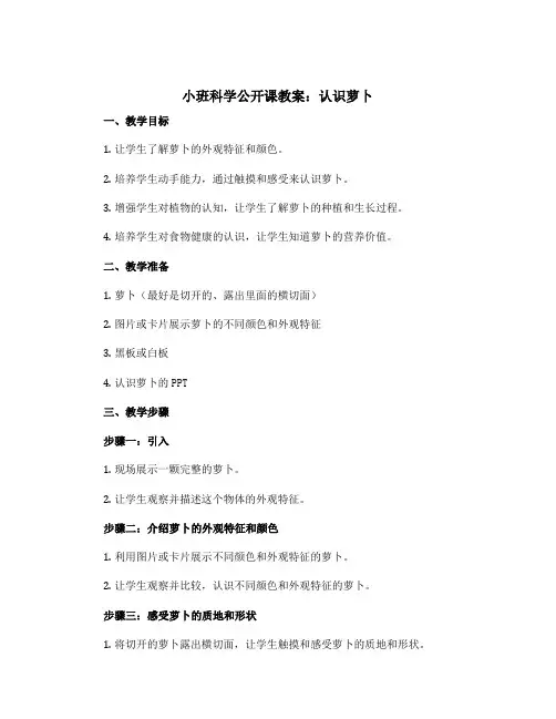 小班科学公开课教案：认识萝卜