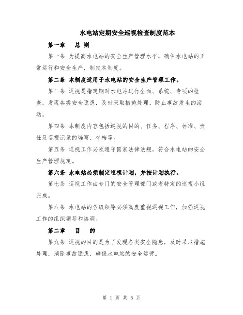 水电站定期安全巡视检查制度范本