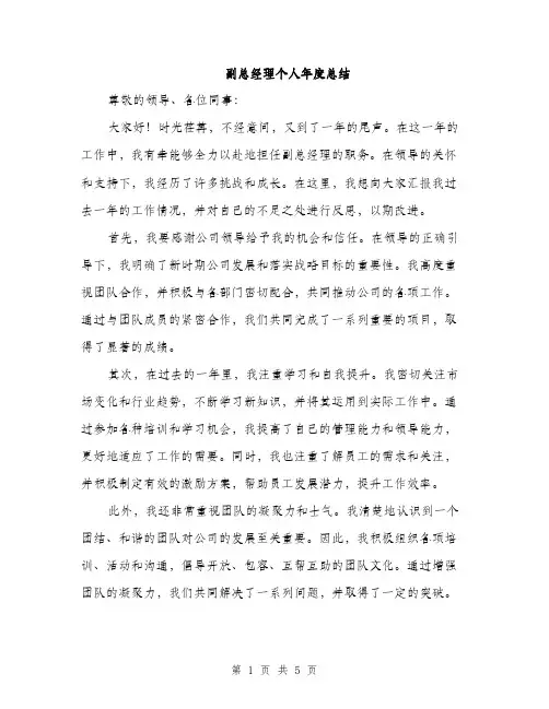 副总经理个人年度总结（2篇）