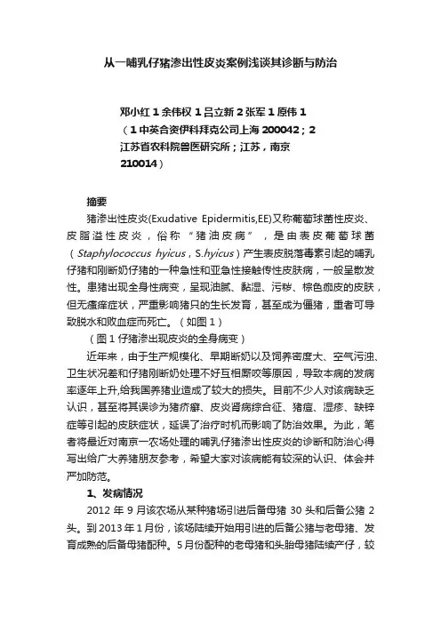 从一哺乳仔猪渗出性皮炎案例浅谈其诊断与防治