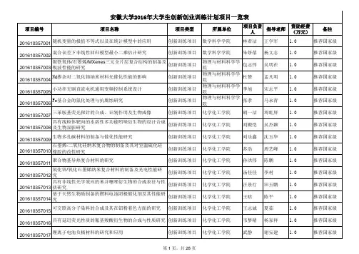 创新创业项目名单