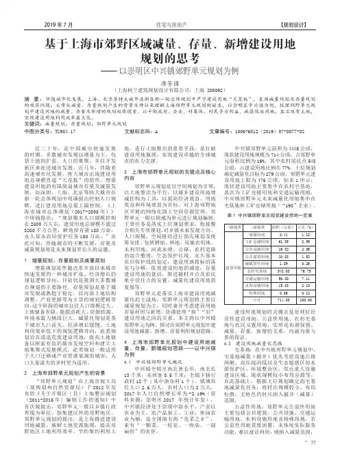 基于上海市郊野区域减量、存量、新增建设用地规划的思考——以崇