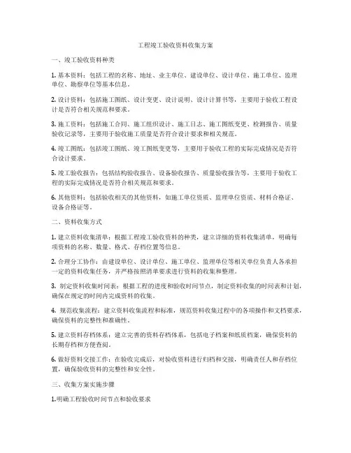 工程竣工验收资料收集方案