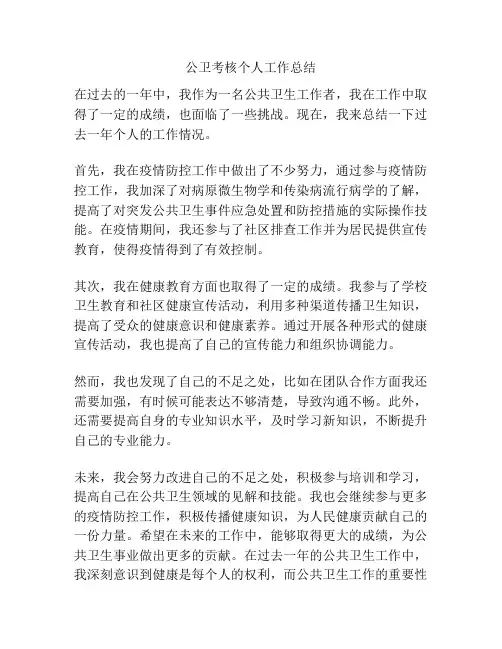 公卫考核个人工作总结