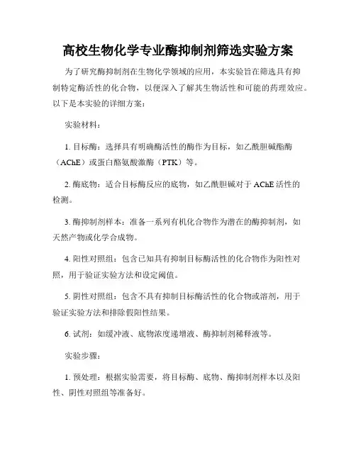 高校生物化学专业酶抑制剂筛选实验方案
