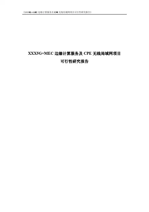 5G+MEC边缘计算服务及CPE无线局域网项目可行性研究报告