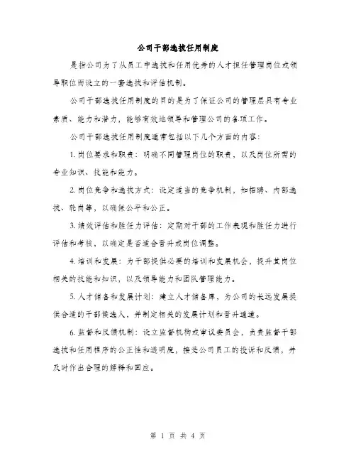 公司干部选拔任用制度（2篇）