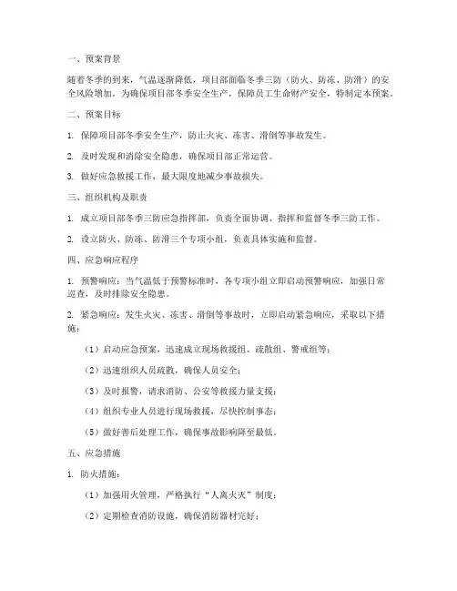项目部冬季三防应急预案