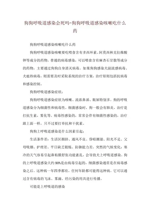 狗狗呼吸道感染会死吗-狗狗呼吸道感染咳嗽吃什么药