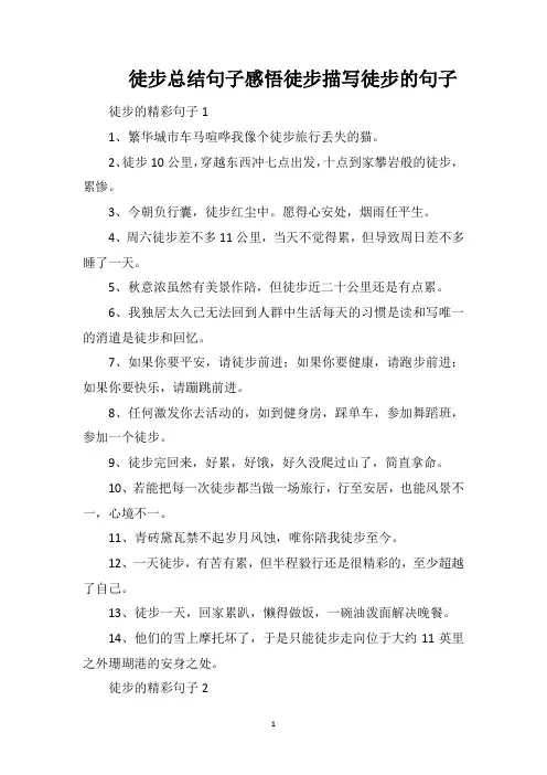 徒步总结句子感悟徒步描写徒步的句子