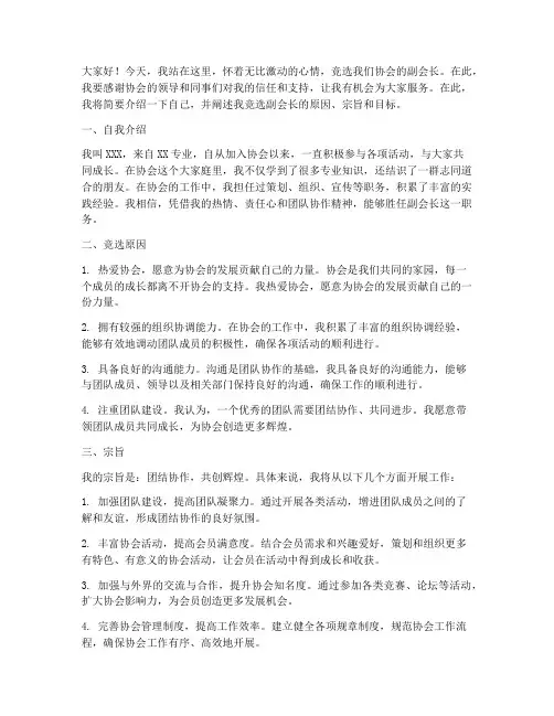 竞选协会副会长演讲稿