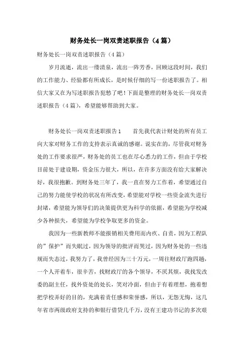 财务处长一岗双责述职报告(4篇)