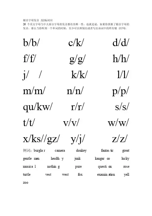 辅音字母发音及音标对应