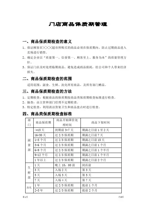门店商品保质期管理