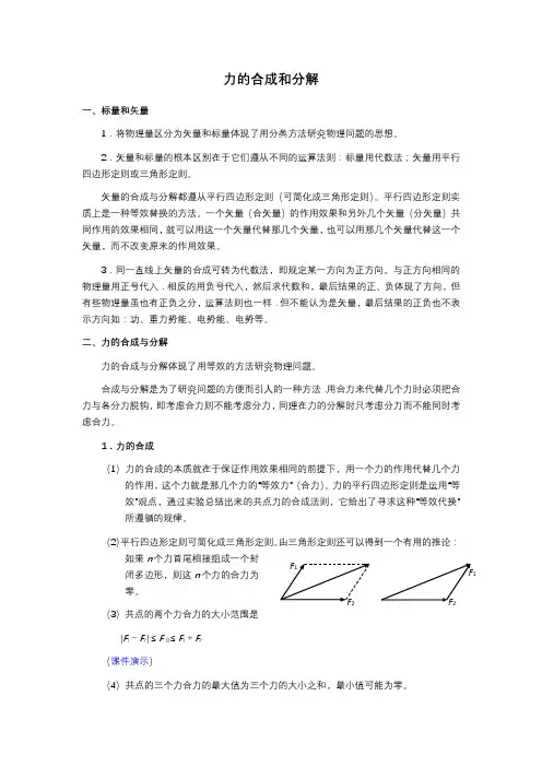 高考物理总复习知识点分类总结-力的合成和分解