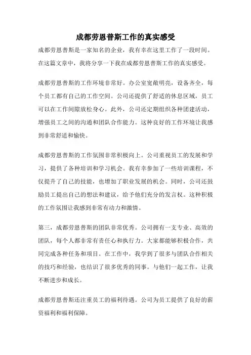 成都劳恩普斯工作的真实感受
