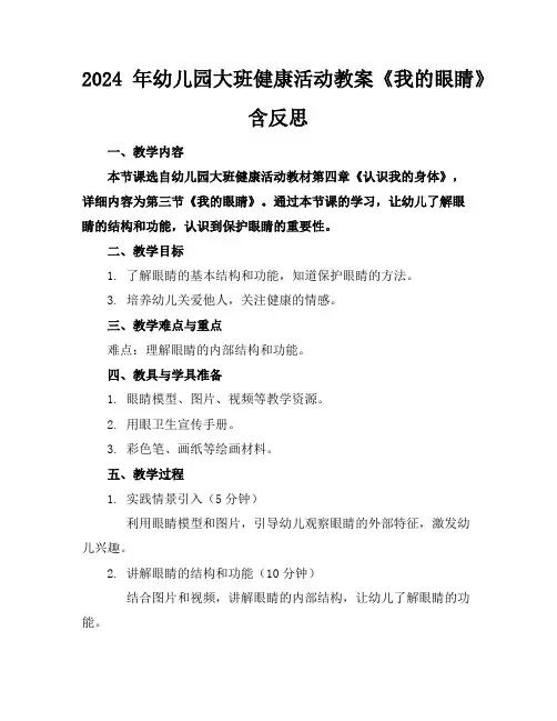 2024年幼儿园大班健康活动教案《我的眼睛》含反思