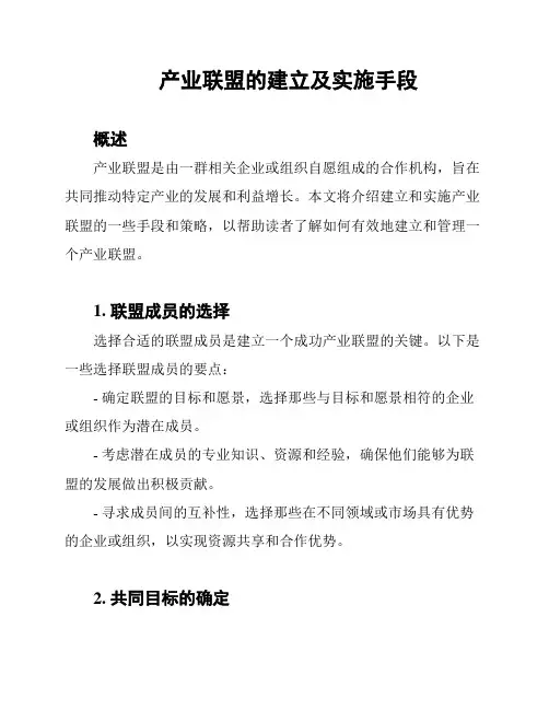 产业联盟的建立及实施手段