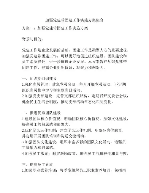 加强党建带团建工作实施方案集合