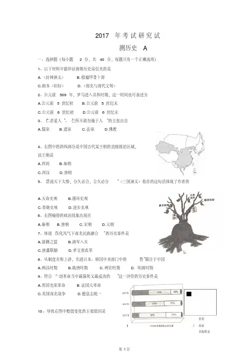 2017届上海市高三考试研究测试历史试题(word版)