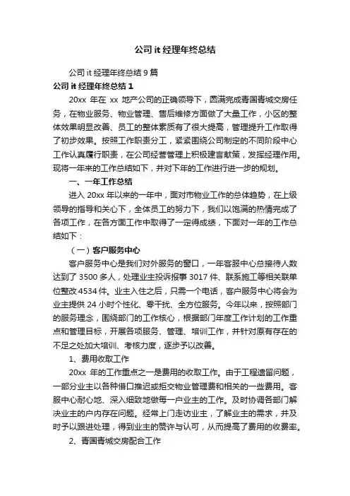 公司it经理年终总结