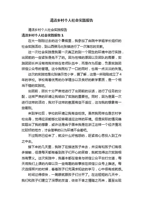 清洁乡村个人社会实践报告