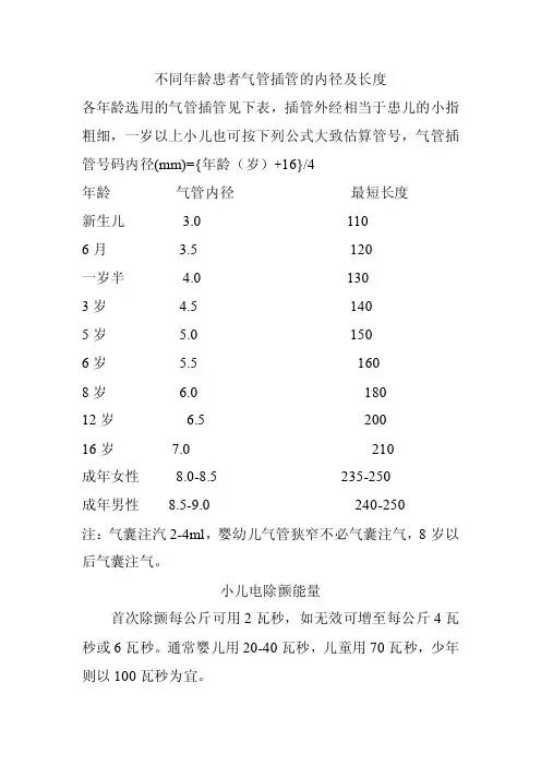 气管插管长度