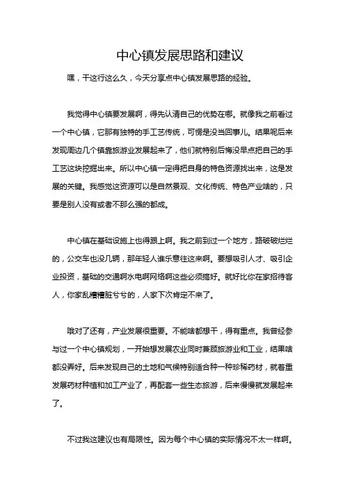 中心镇发展思路和建议