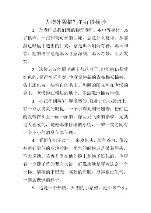 人物外貌描写的好段摘抄