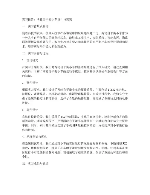 两轮自平衡小车实习报告
