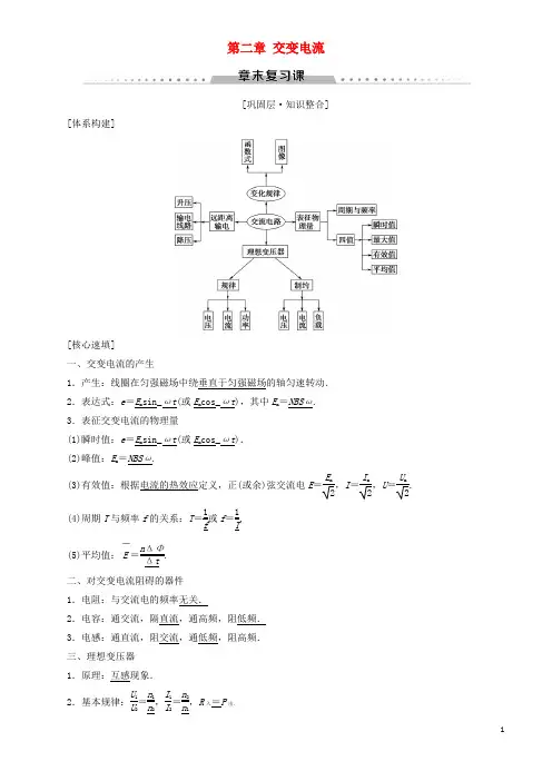 2018-2019学年高中物理 第二章 交变电流章末复习课学案 教科版选修3-2