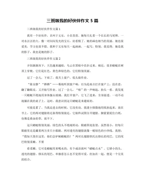 三班级我的好伙伴作文5篇