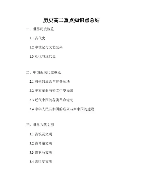历史高二重点知识点总结