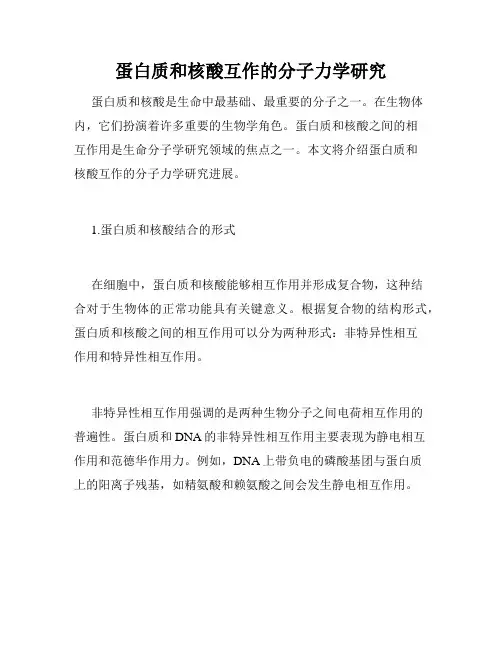 蛋白质和核酸互作的分子力学研究