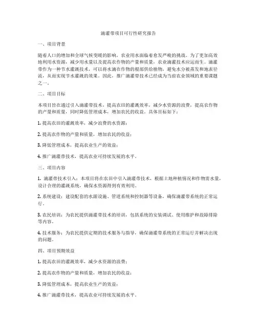 滴灌带项目可行性研究报告