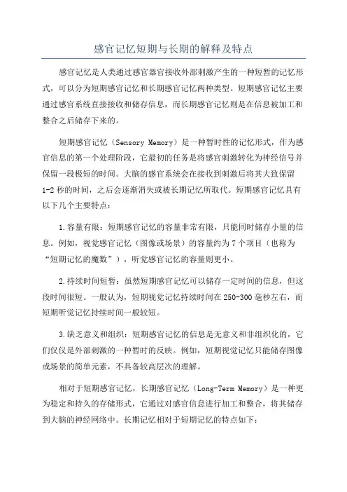 感官记忆短期与长期的解释及特点