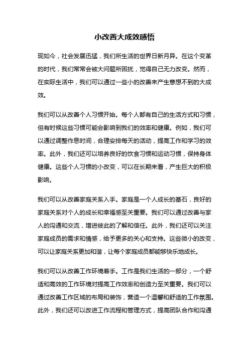 小改善大成效感悟