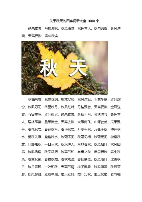 关于秋天的四字词语大全1000个