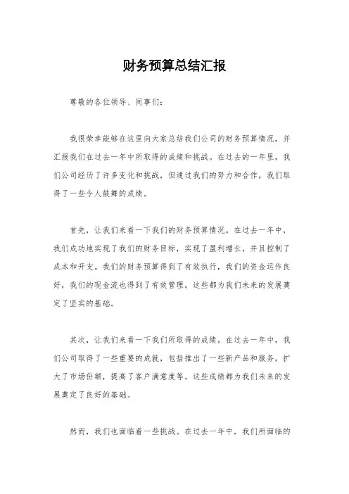 财务预算总结汇报