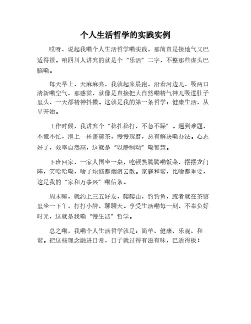 个人生活哲学的实践案例